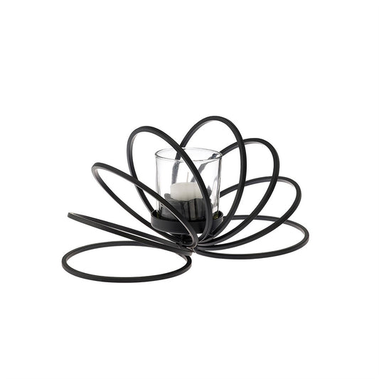 Diyas Home (DH) Oreo Candle Holder 8 Ring Small Black/Clear Glass Art