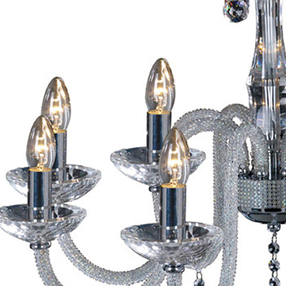 Diyas Amora 72cm  8 Light E14 Polished Chrome/Crystal Ceiling Pendant Light Fitting