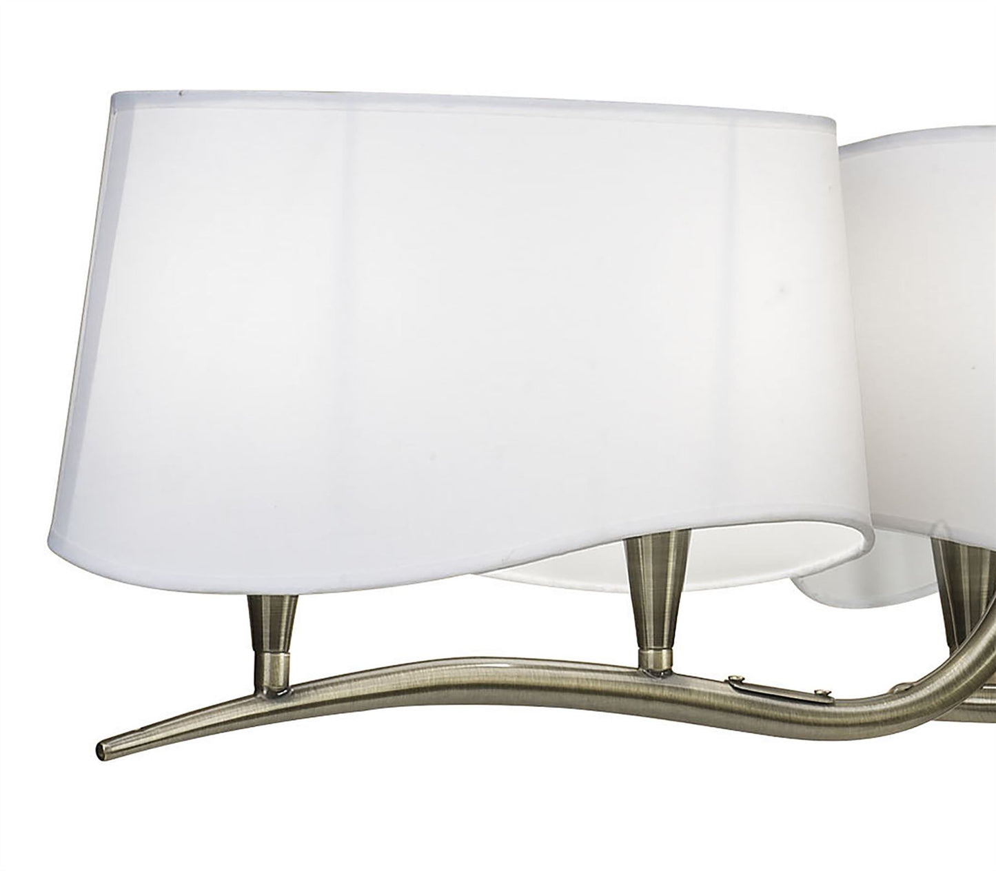 Mantra Ninette 80cm Pendant 3 Arm 6 Light E14, Antique Brass with Ivory White Shades