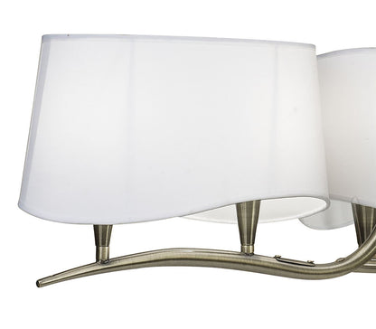 Mantra Ninette 80cm Pendant 3 Arm 6 Light E14, Antique Brass with Ivory White Shades