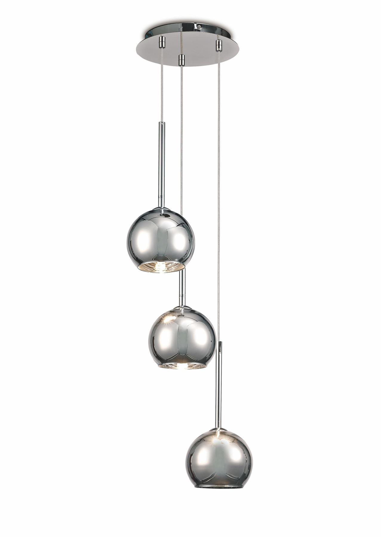 Deco Regina Pendant 3 Light G9 Polished Chrome/Chrome Plated Glass