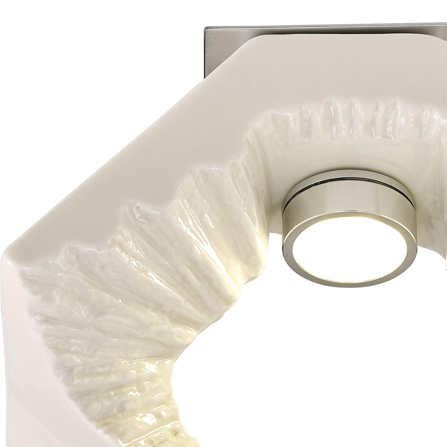 Diyas Salvio 16.5cm Ceramic  Square Sculpture 1 x 3W LED 4200K Chrome/White, Cut Out: 60mm, 3yrs Warranty  Ceiling Light Fitting