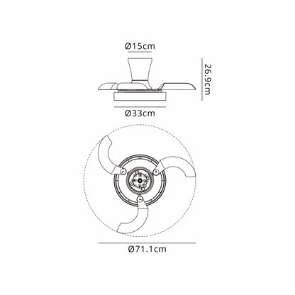 Niseko Fan XS 33cm 25W LED Dimmable Ceiling Light With Built-In 25W DC Fan, 2700-5000K Remote Control, 2500lm, Wood/White, 5yrs Warranty