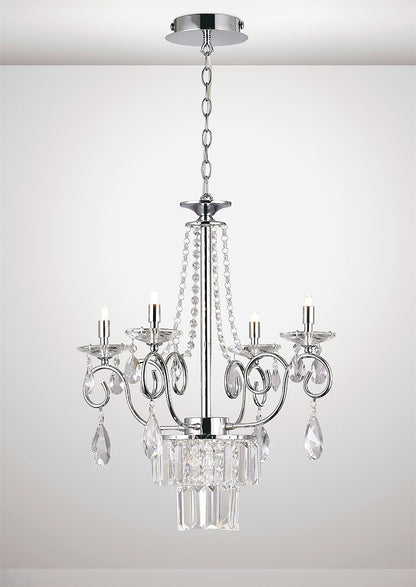 Diyas Eden 55cm  4 Light G9 Polished Chrome/Crystal Ceiling Pendant Light Fitting