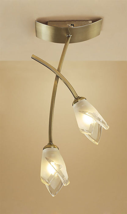Mantra Pietra Ceiling 2 Light G9, Antique Brass