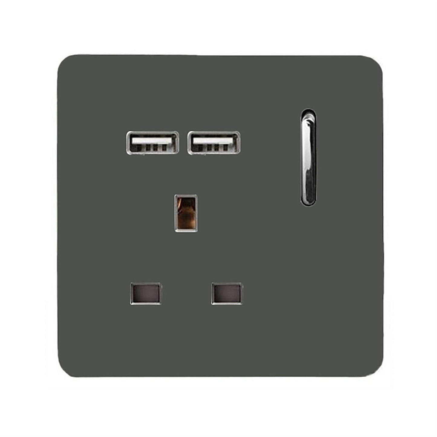 Trendi 1 Gang Artistic Modern Glossy 13 Amp 2x2.1mA USB Switched Tactile Charcoal