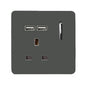 Trendi 1 Gang Artistic Modern Glossy 13 Amp 2x2.1mA USB Switched Tactile Charcoal