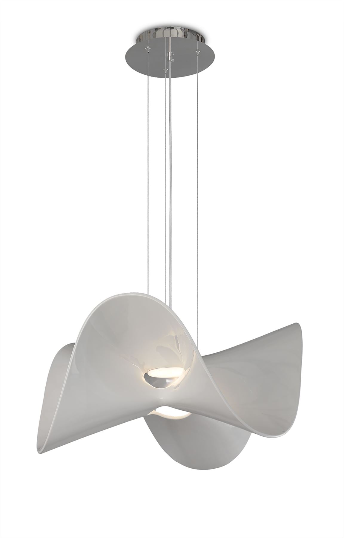 Mantra M5876 Manta Pendant 65cm Round 20W LED 3000K, 1600lm, Chrome/White, 3yrs Warranty