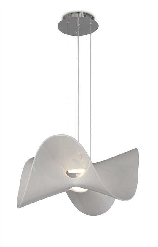 Mantra M5876 Manta Pendant 65cm Round 20W LED 3000K, 1600lm, Chrome/White, 3yrs Warranty