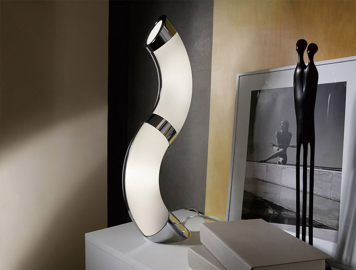 Mantra Guss GU10 Guss Table Lamp GU10 2 Light L1/SGU10, Polished Chrome/White Acrylic, CFL Lamps INCLUDED