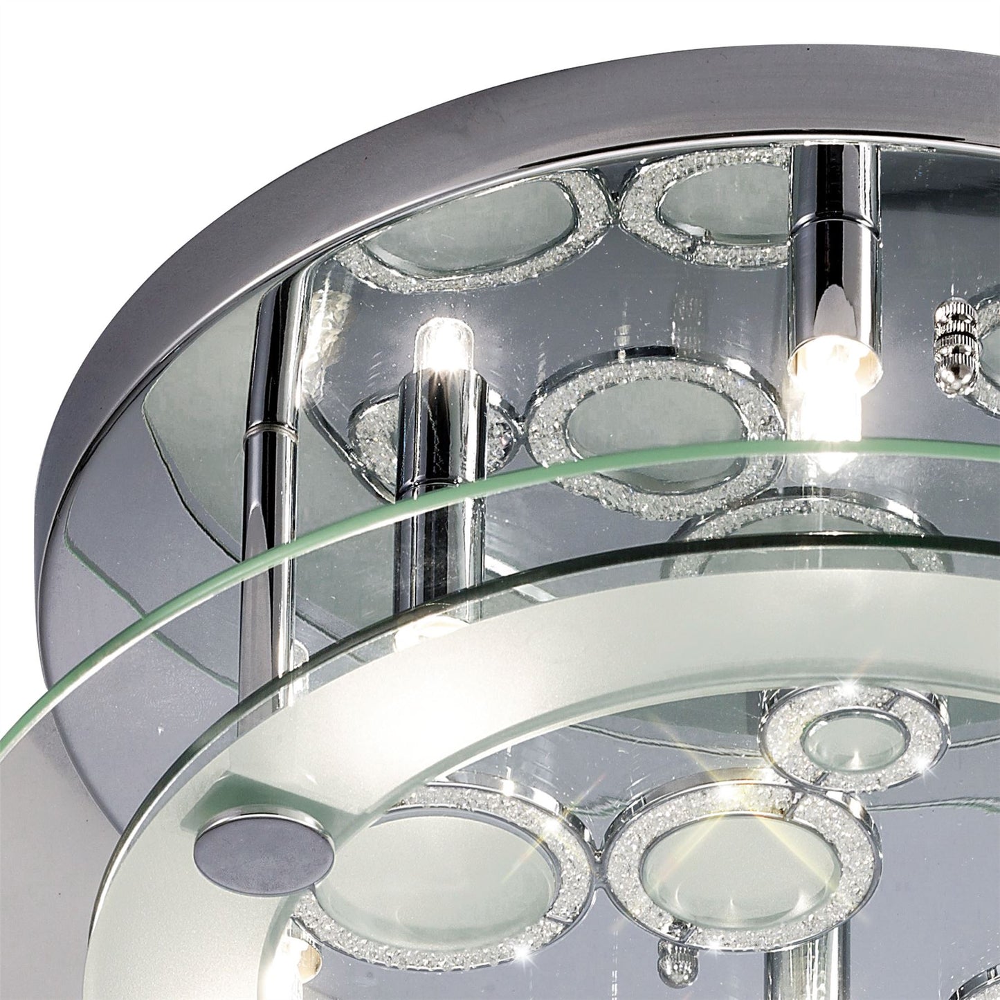 Diyas Destello 40cm Flush  Round with Circle Pattern 6 Light G9 Round Polished Chrome/Crystal Ceiling Light Fitting