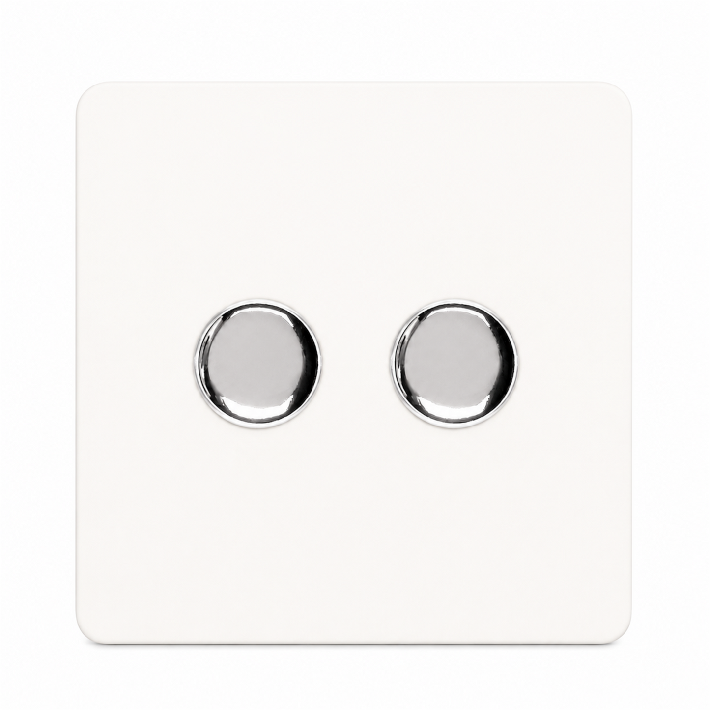 Trendi 2 Gang 2 Way 100w LED Dimmer Screwless 10 Amp Wall Light Switch in Matt White - ART-2LDMMWH