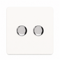 Trendi 2 Gang 2 Way 100w LED Dimmer Screwless 10 Amp Wall Light Switch in Matt White - ART-2LDMMWH