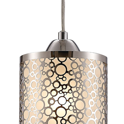 Deco Charon Single Circle Pattern Pendant 1 Light E27 Polished Chrome