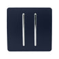 Trendi 2 Gang (2 Way & 3 way Intermediate) 240V Screwless Raised Front Plate Plastic Artistic Modern Glossy 10 Amp Chrome Rocker Double Electrical Wall Light Switch Navy Blue - ART-SS29NV