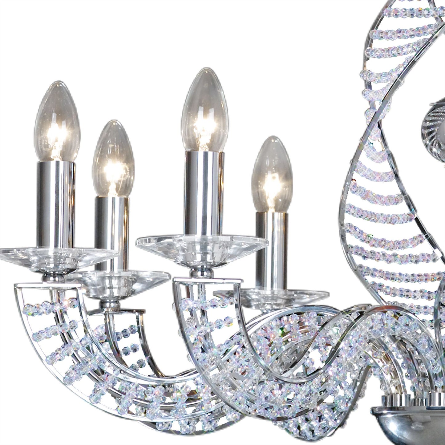 Diyas Santo 78cm  8 Light E14 Polished Chrome/Crystal Ceiling Pendant Light Fitting