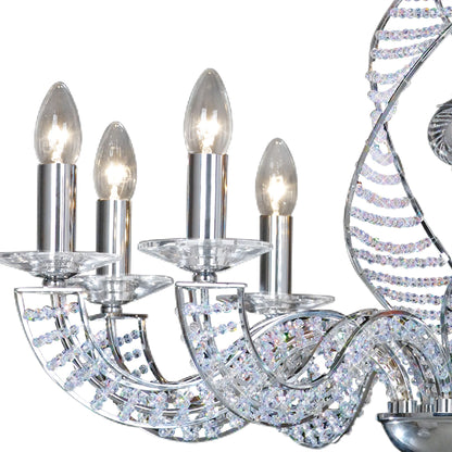 Diyas Santo 78cm  8 Light E14 Polished Chrome/Crystal Ceiling Pendant Light Fitting