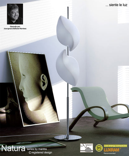 Mantra Natura Floor Lamp 4 Light E27 Indoor, Polished Chrome/Opal White