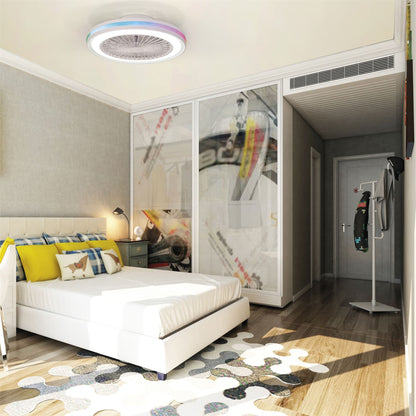 Gamer 47cm 40W LED Dimmable White/RGB Ceiling Light With Built-In 20W DC Reversible Fan, c/w Remote Control, 4200lm, White