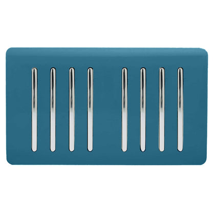 Trendi Artistic Modern Glossy 8 Gang 2 Way Rocker  Double Plate Tactile Light Switch Ocean Blue