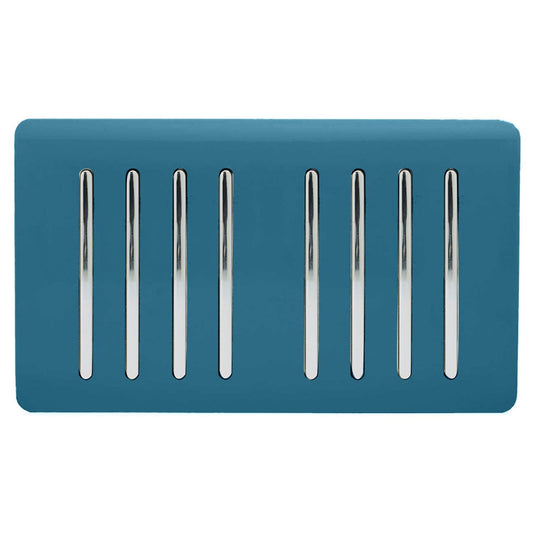 Trendi Artistic Modern Glossy 8 Gang 2 Way Rocker  Double Plate Tactile Light Switch Ocean Blue