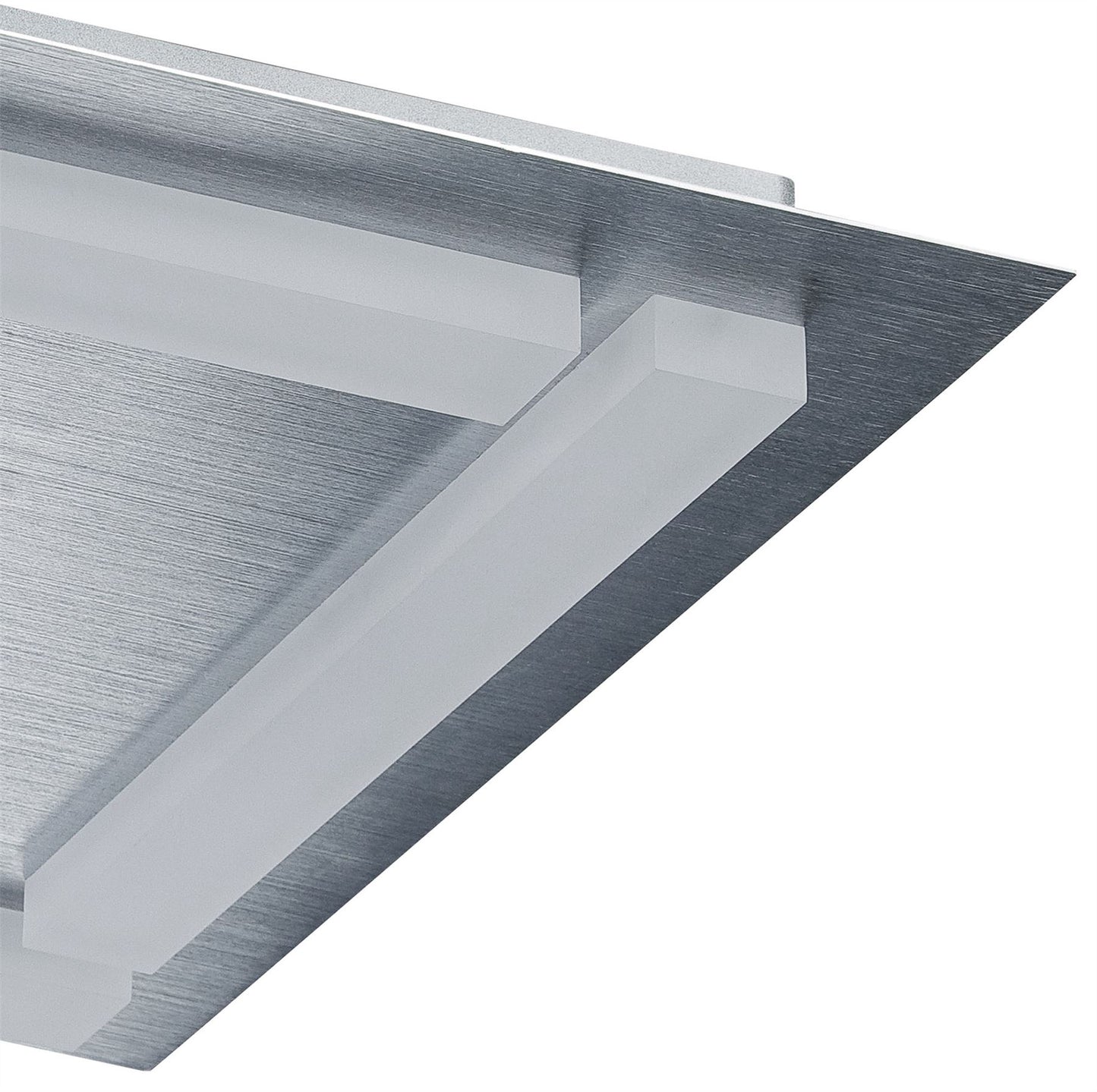 Mantra Fusion Verona Square Ceiling 4 Light 20W LED 3000K, 1800lm, Satin Aluminium/Frosted Acrylic, 3yrs Warranty