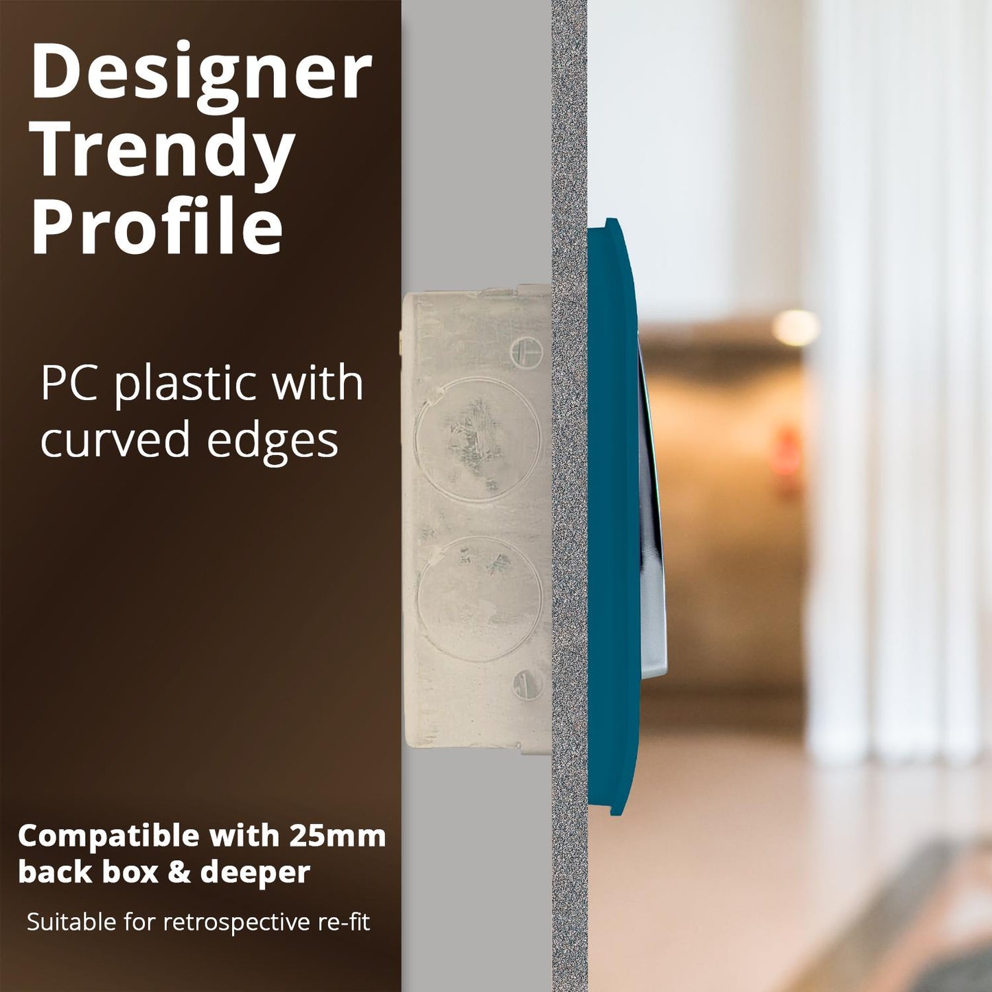 Trendi Artistic Modern Glossy Home Automation Switch Midnight Blue