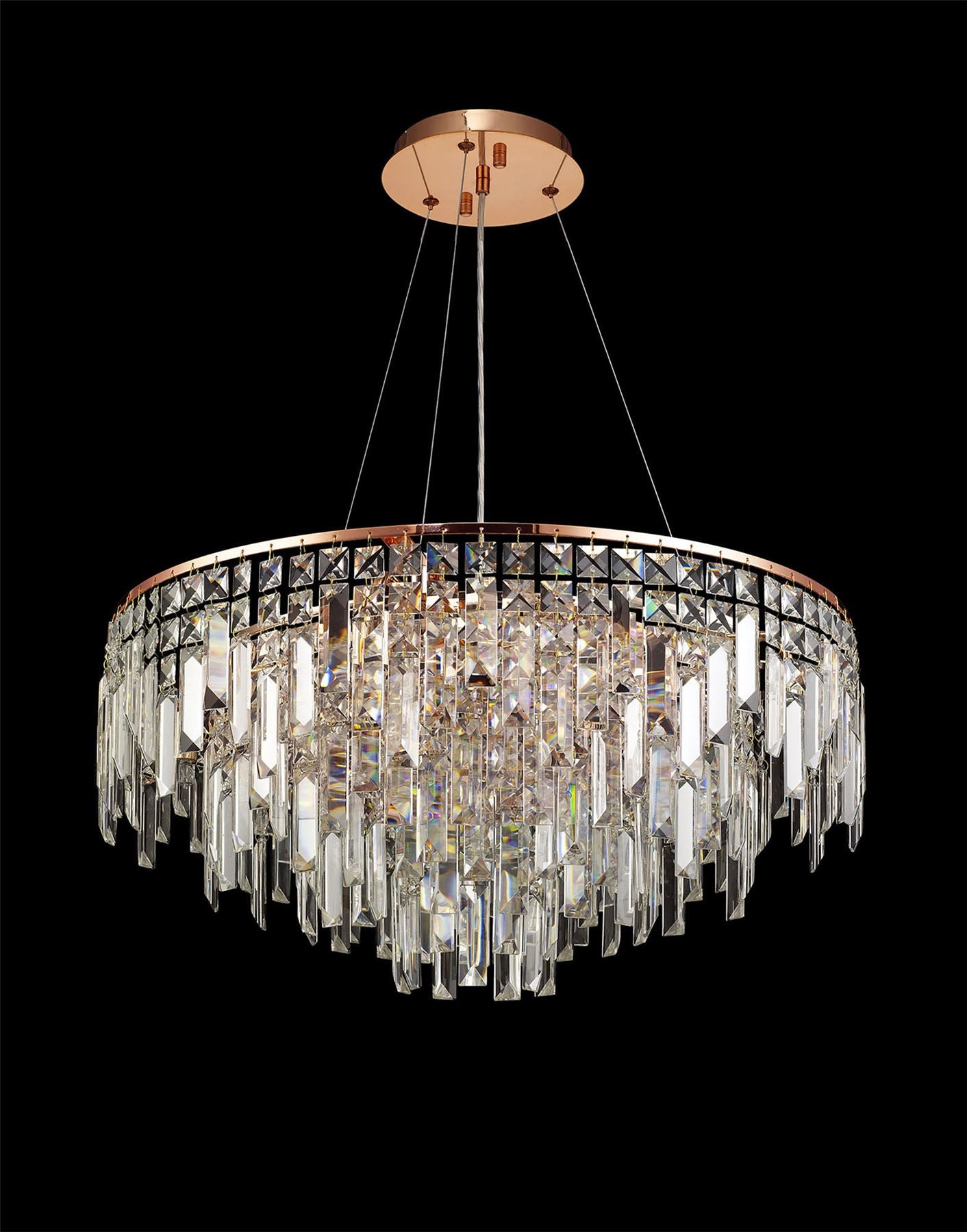 Diyas Maddison 60cm  Round 8 Light G9 Rose Gold/Crystal Ceiling Pendant Light Fitting