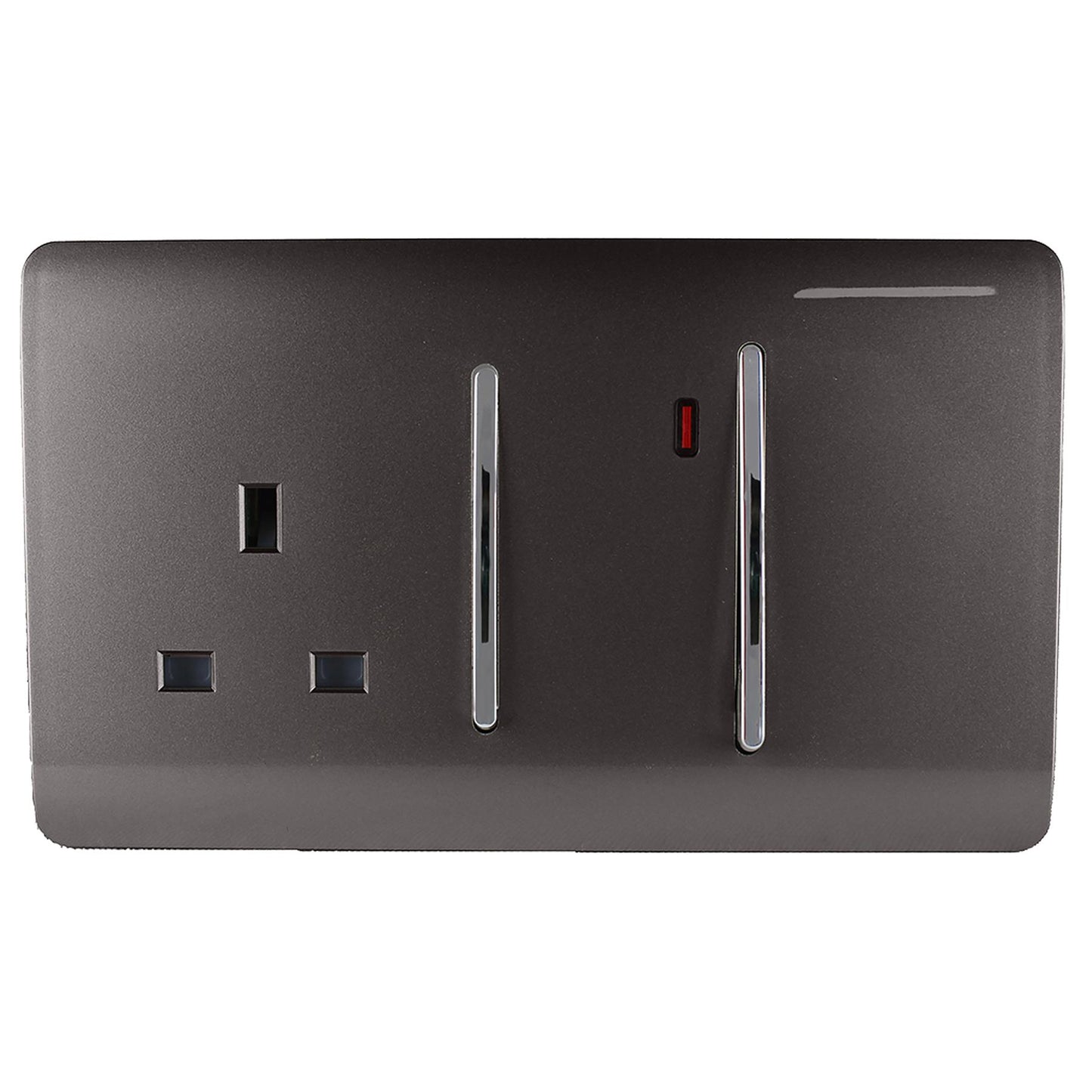 Trendi Artistic Modern Glossy 45 A Cooker Switch & Plug Socket Inc Neon Insert Dark Brown