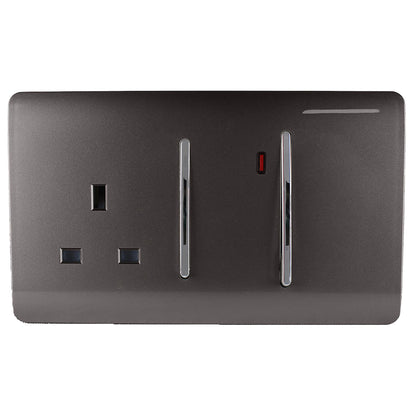 Trendi Artistic Modern Glossy 45 A Cooker Switch & Plug Socket Inc Neon Insert Dark Brown
