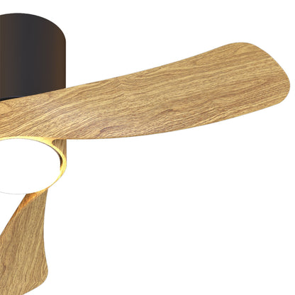 Nemo II XS 72cm 15W LED Dimmable Ceiling Light With Built-In 26W DC Fan, 3000-5000K Remote Control, 3000lm, Wood/Black, 5yrs Warranty