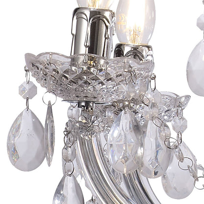 Deco Floria Chandelier with Acrylic Sconce & Acrylic Droplets 6+3 Light E14 Polished Chrome Finish