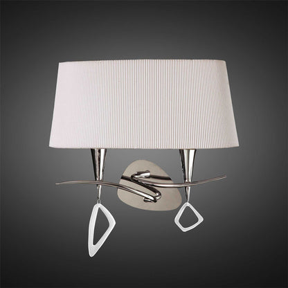 Mantra Mara Wall Light Switched 2 Light E14, Polished Chrome with Ivory White Shade