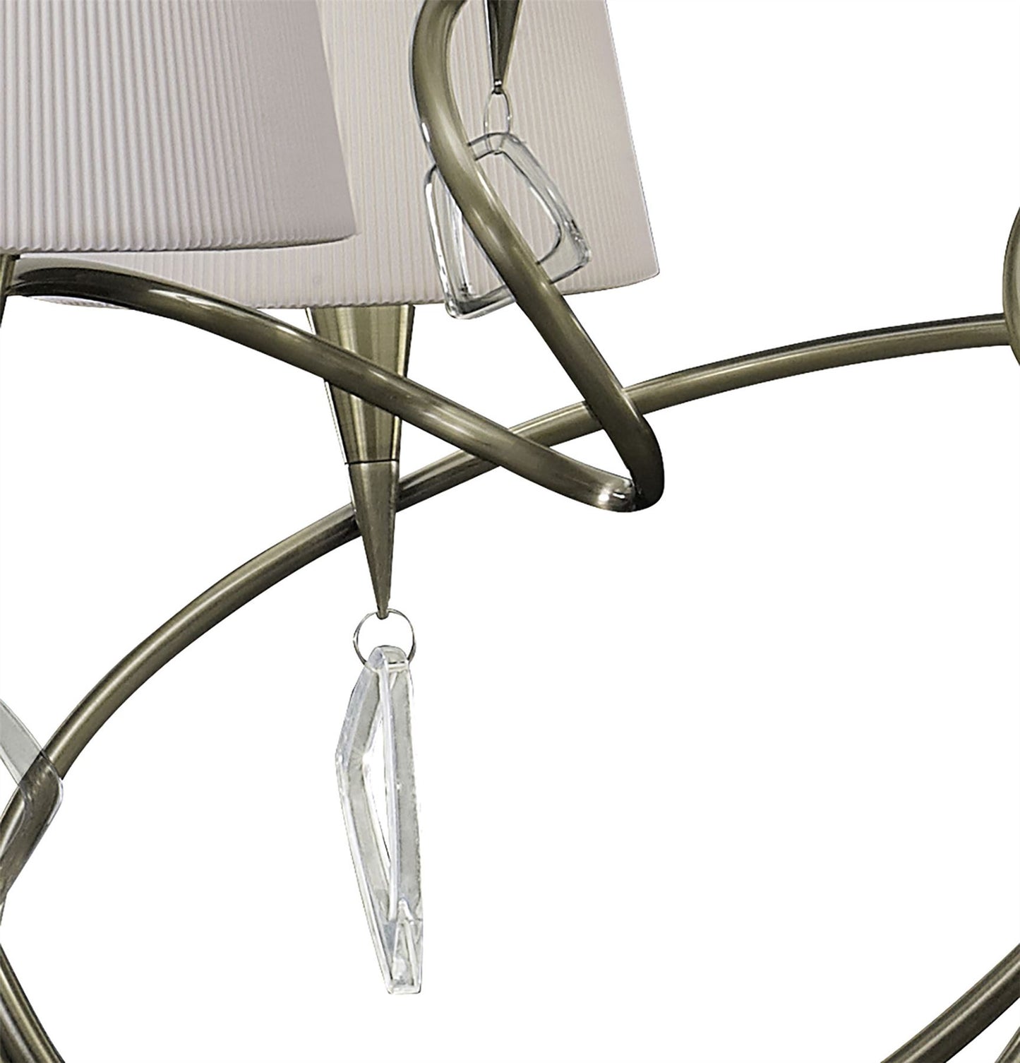 Mantra Mara 100cm Pendant 2 Tier 8 Light E14, Antique Brass with Ivory White Shades