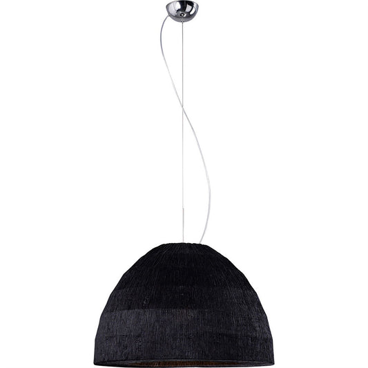 Diyas Domo 60cm  3 Light E27 Polished Chrome/Black Fabric Shade Ceiling Pendant Light Fitting