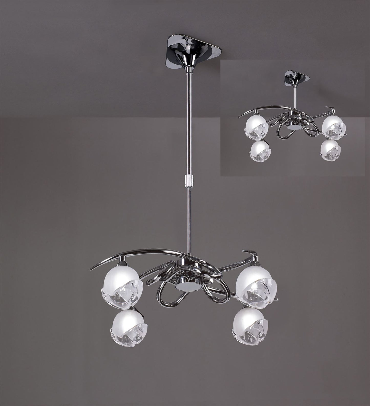 Mantra M0802 Fragma Telescopic Semi Flush Convertible 4 Light G9, Polished Chrome