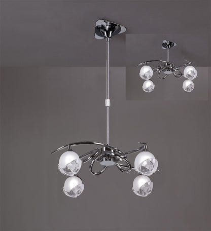Mantra M0802 Fragma Telescopic Semi Flush Convertible 4 Light G9, Polished Chrome