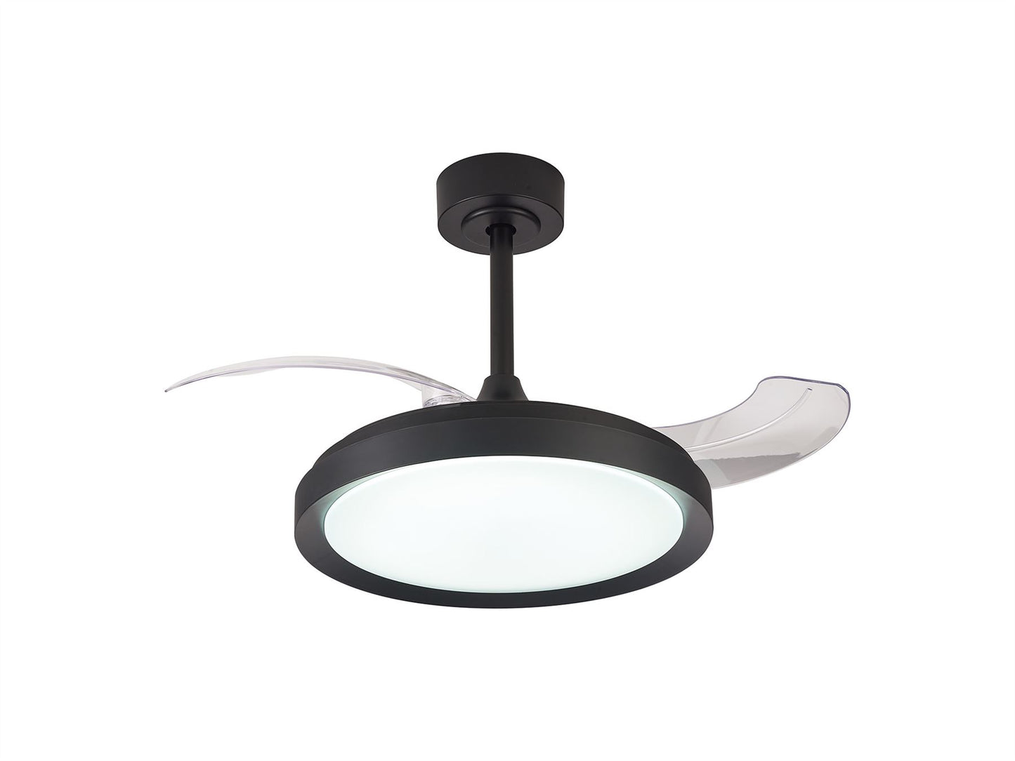 Mistral Mini 45cm 40W LED Dimmable Ceiling Light With Built-In 28W DC Fan, 2700-5000K Remote Control, 2500lm, Black, 5yrs Warranty