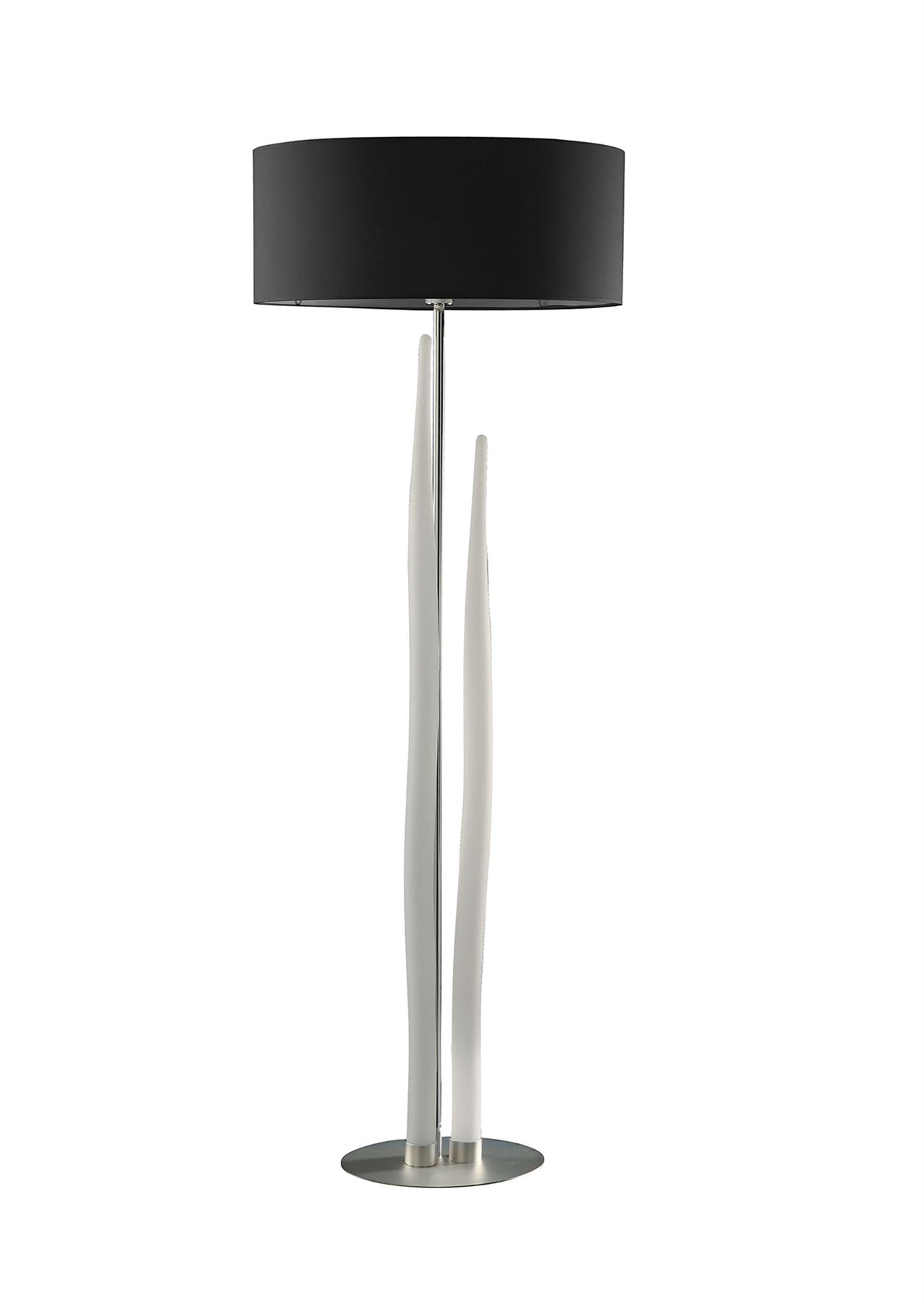Mantra Estalacta Floor Lamp 3 Light GU10 Indoor, Silver/Opal White with Black Shade