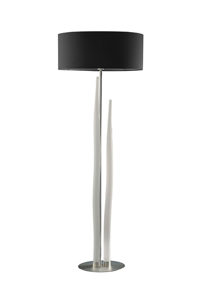 Mantra Estalacta Floor Lamp 3 Light GU10 Indoor, Silver/Opal White with Black Shade