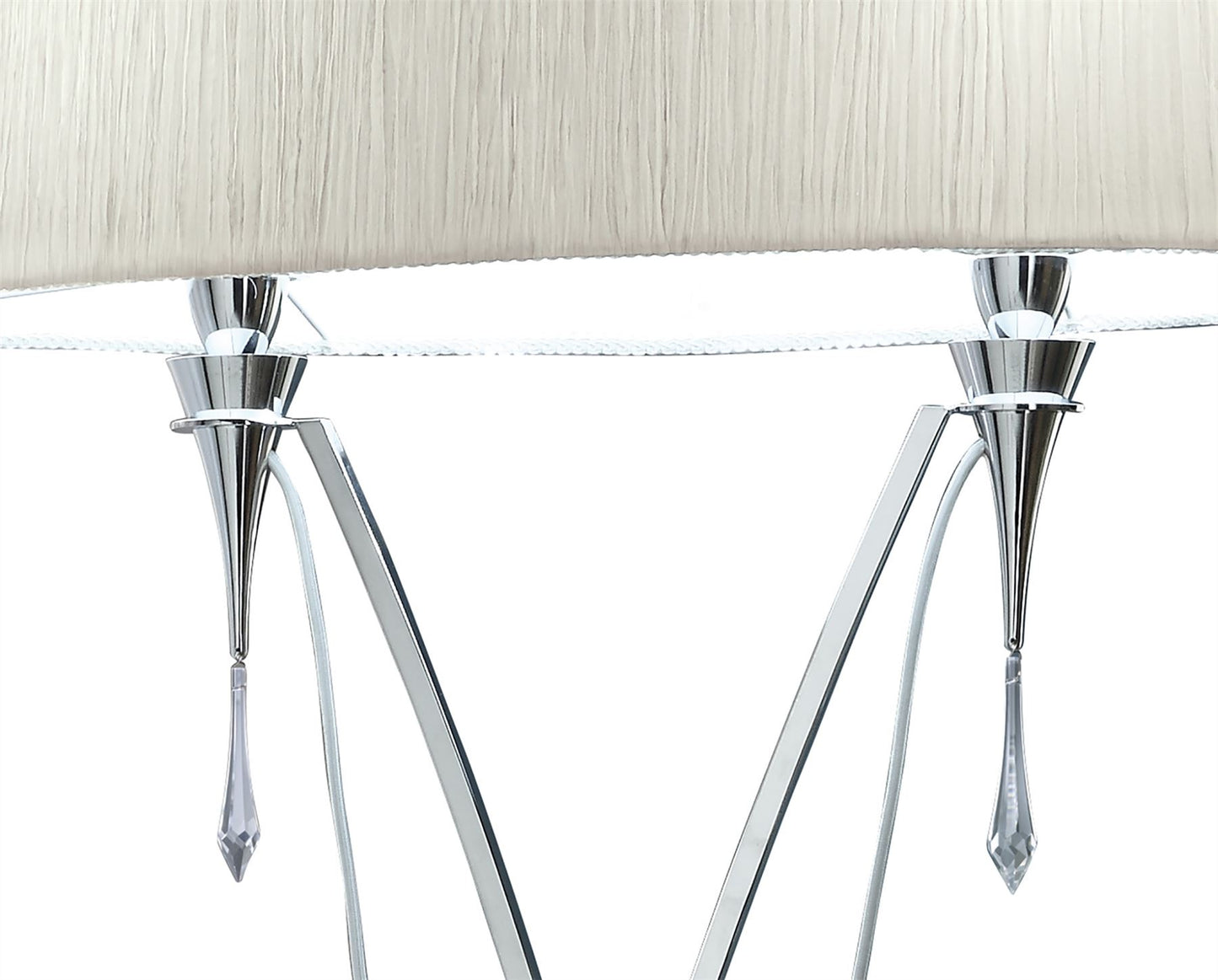 Mantra Lucca Floor Lamp 2 Light E27, Polished Chrome with White Shade & Clear Crystal