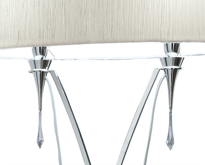 Mantra Lucca Floor Lamp 2 Light E27, Polished Chrome with White Shade & Clear Crystal