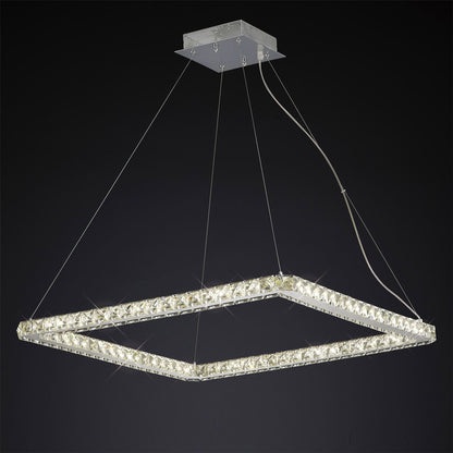 Diyas Galaxy  Square Large 36W LED 4000K Polished Chrome/Crystal Ceiling Pendant Light Fitting