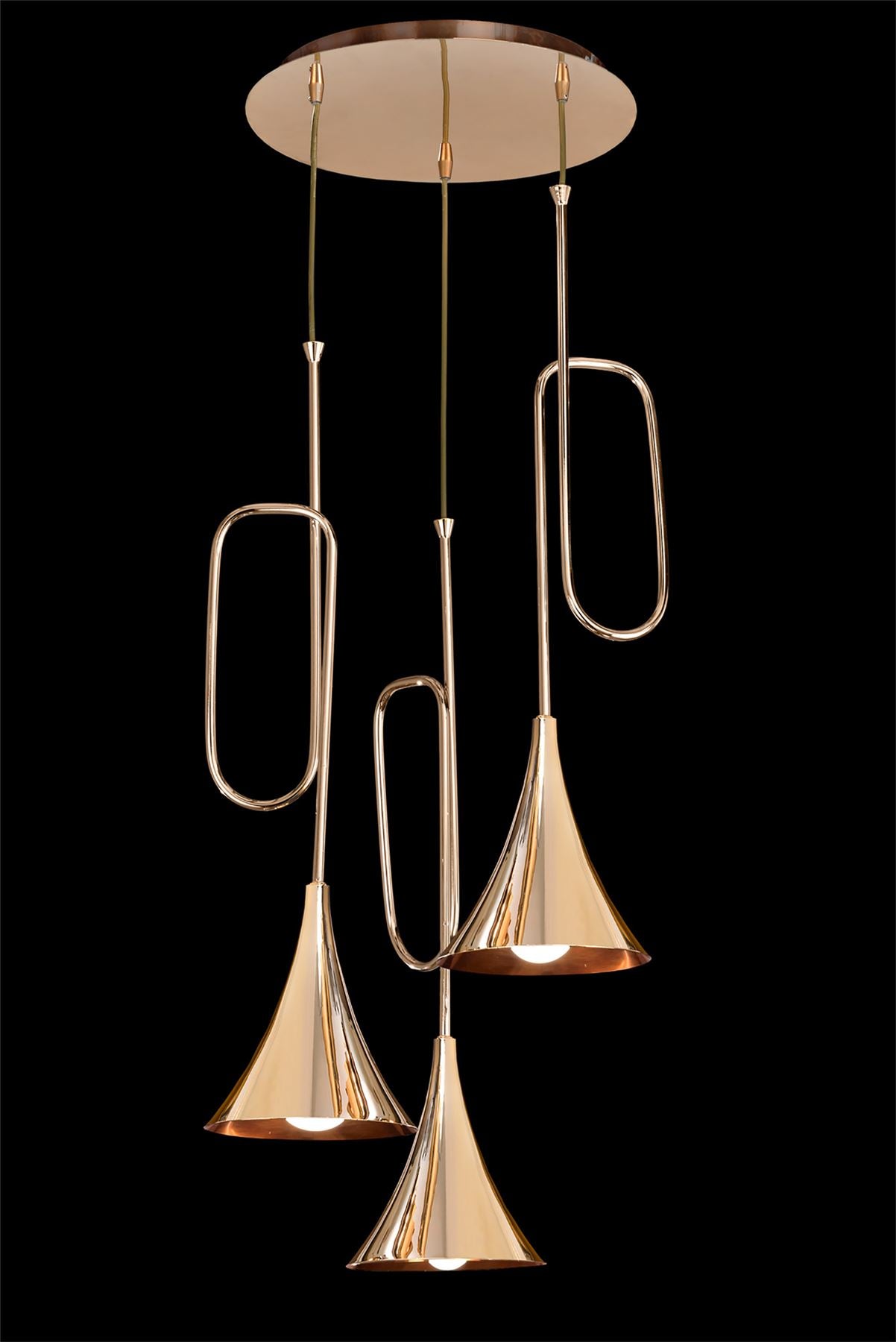 Mantra Jazz Oro M5896 Jazz Pendant, 44cm Round, 3 x E27 (Max 20W), Polished Gold