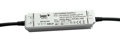 Snappy SPF, 40W, CV & CC Non-Dimmable PC LED Driver, 24VDC, IP65, 30cm Prewired Cable, 5 yrs Warranty