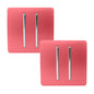 Trendi 2 Gang 2 Way 240V Screwless Artistic Modern Glossy 10 Amp Chrome Rocker Electrical Wall Light Switch in Strawberry Red (2 pack)