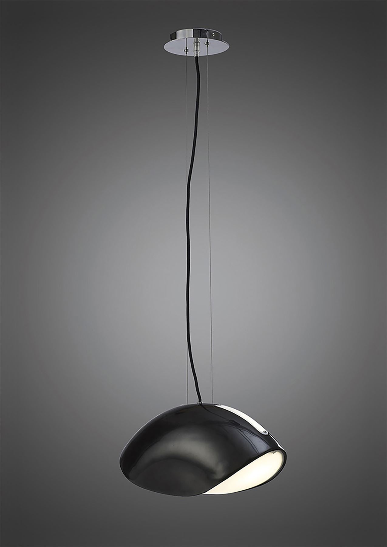 Mantra Pasion Rectangular Pendant 3 Light E27, Gloss Black/White Acrylic/Polished Chrome, CFL Lamps INCLUDED