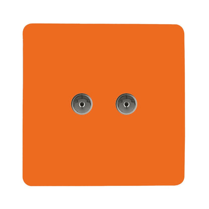 Trendi Artistic Modern Glossy Tactile 2 Gang TV Socket Orange