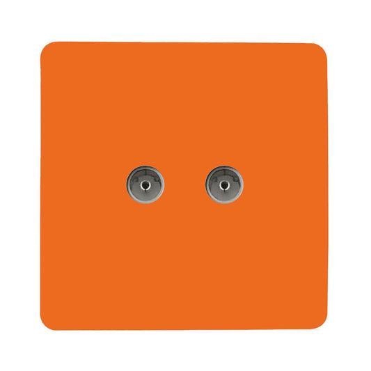 Trendi Artistic Modern Glossy Tactile 2 Gang TV Socket Orange