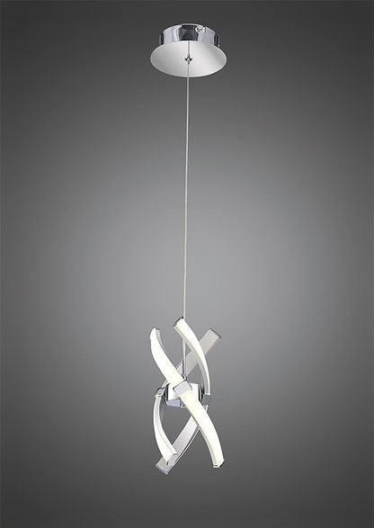 Mantra M5081 Espirales Pendant 1 Light 12W LED 3000K, 840lm, Silver/Frosted Acrylic/Polished Chrome, 3yrs Warranty